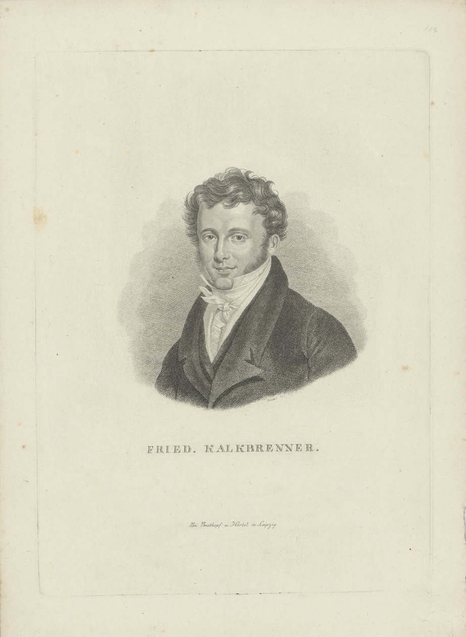 Retrato do compositor Friedrich Kalkbrenner 1785-1849, ca 1821. de Carl Traugott Riedel