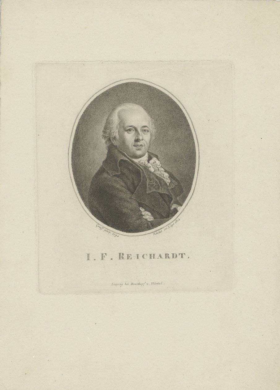 Retrato do compositor Johann Friedrich Reichardt 1752-1814, 1814. de Carl Traugott Riedel
