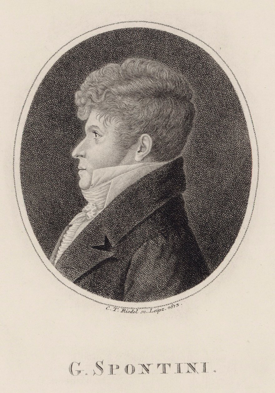 Retrato do maestro e compositor Gaspare Spontini 1774-1851, 1813. de Carl Traugott Riedel
