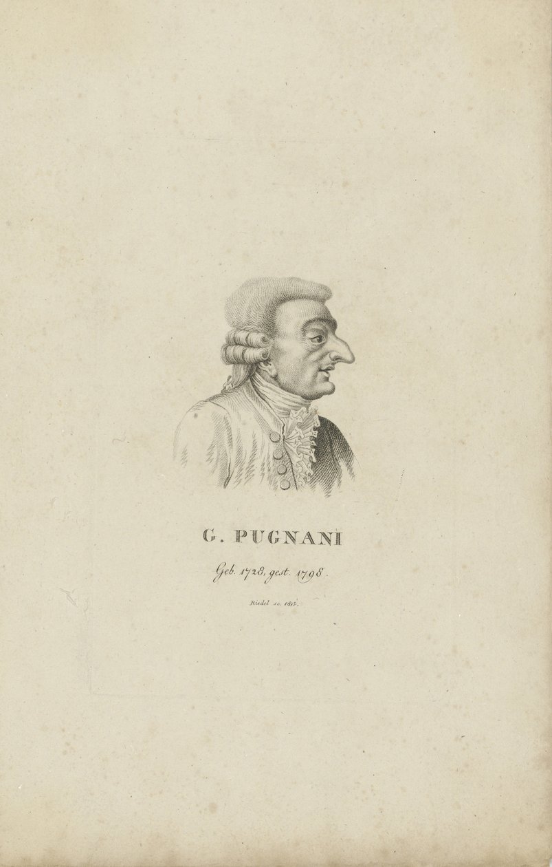 Retrato do violinista e compositor Gaetano Pugnani 1731-1798, 1815. de Carl Traugott Riedel
