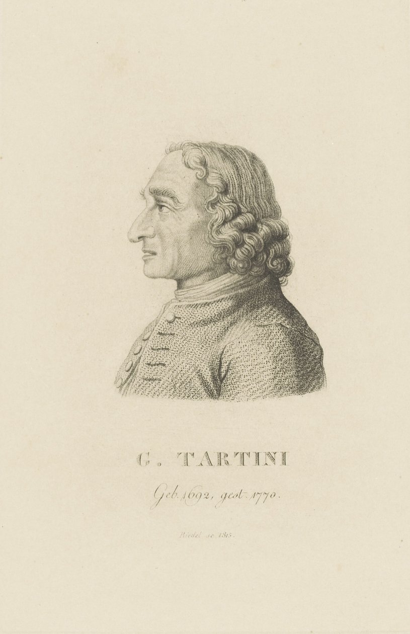 Retrato do violinista e compositor Giuseppe Tartini 1692-1770, 1815. de Carl Traugott Riedel