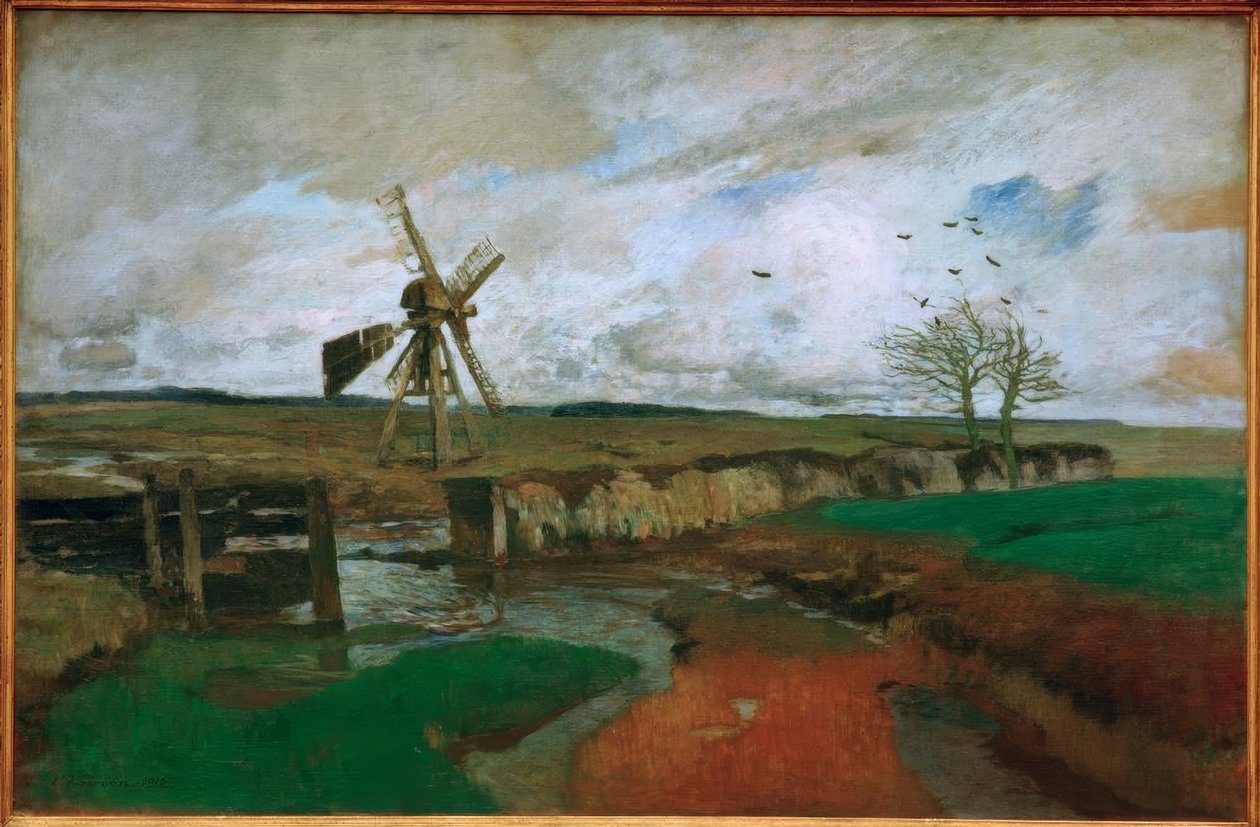 Paisagem com moinho de vento de Carl Vinnen