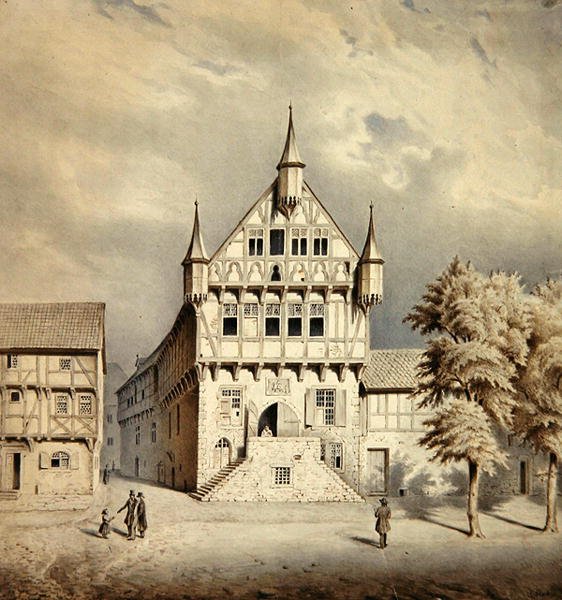 Câmara Municipal de Fritzlar (aguarela sobre papel) de Carl W.E. Fink
