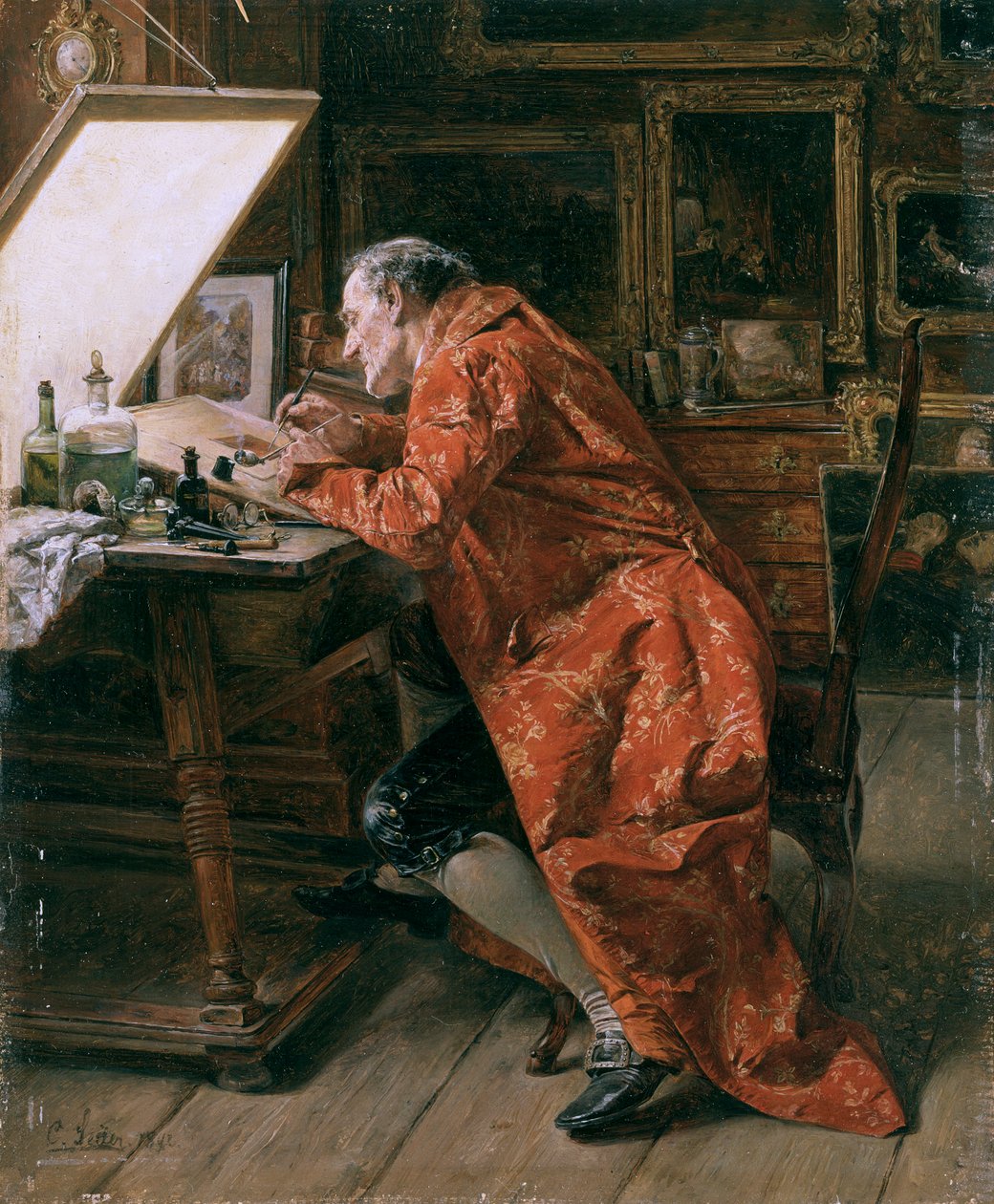 "O gravador", 1892 de Carl Wilhelm Anton Seiler