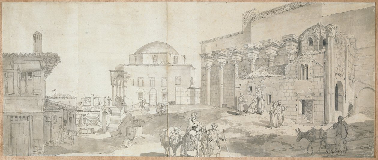 Biblioteca de Adriano e a Grande Mesquita em Atenas de Carl Wilhelm Freiherr von Heideck