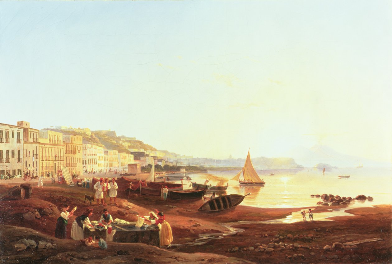 Porto de Mergellina, c.1831 de Carl Wilhelm Goetzloff