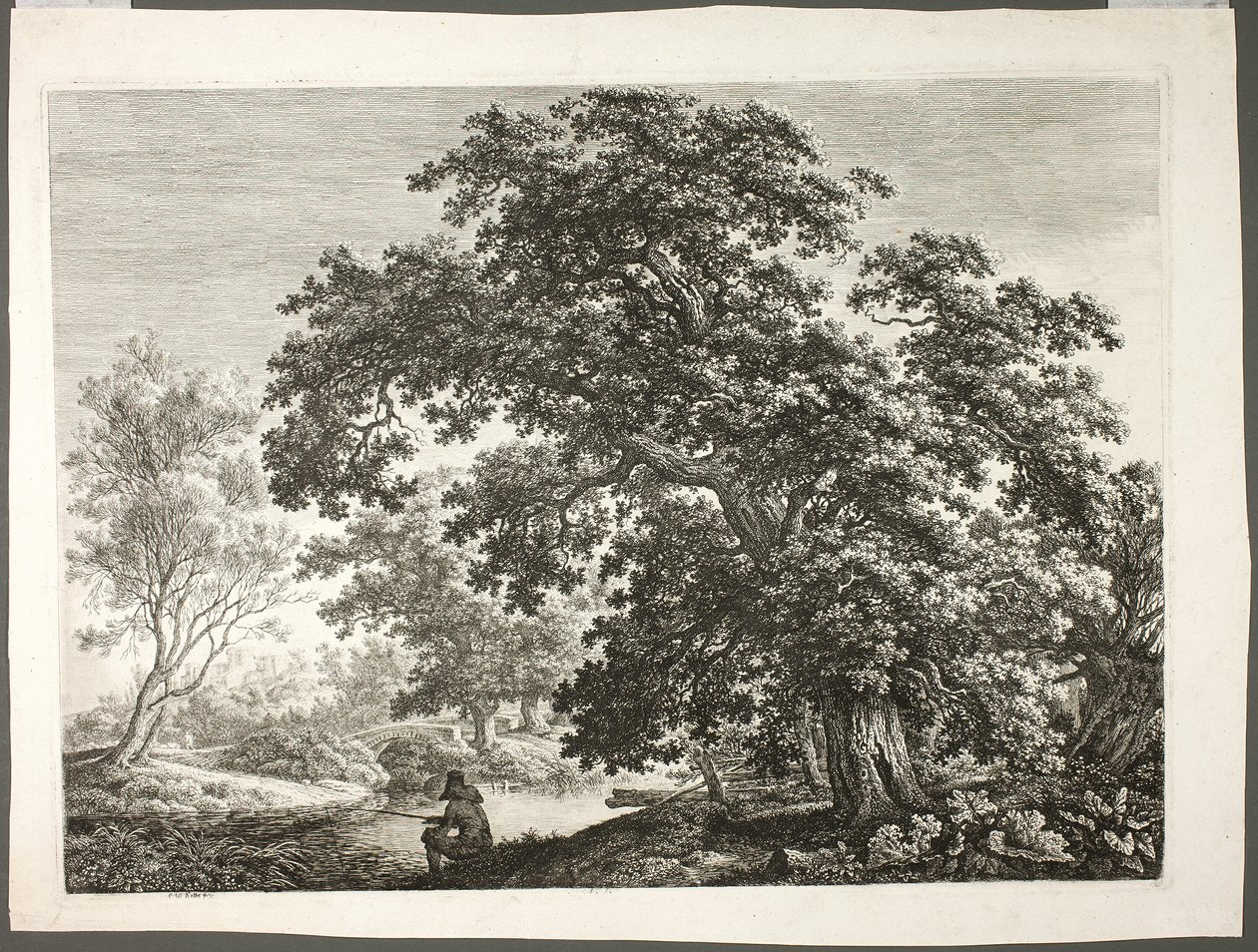 Pescador numa paisagem arborizada de Carl Wilhelm Kolbe the elder
