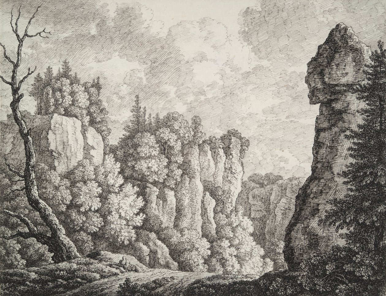 Paisagem Rochosa com um Eremita de Carl Wilhelm Kolbe the elder