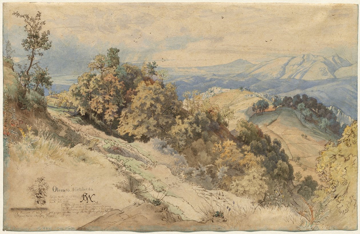 Sol e chuva na Serpentara perto de Olevano de Carl Wilhelm Müller