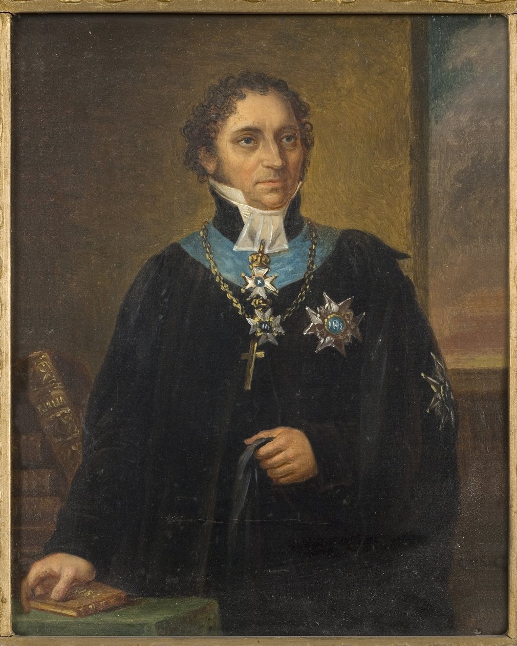 Retrato de Johan Olof Wallin (1779-1839), de Nordgren, Carl Wilhelm (1804-1857). Óleo sobre tela. Dimensões: 18x15cm. Museu Nacional Estocolmo de Carl Wilhelm Nordgren