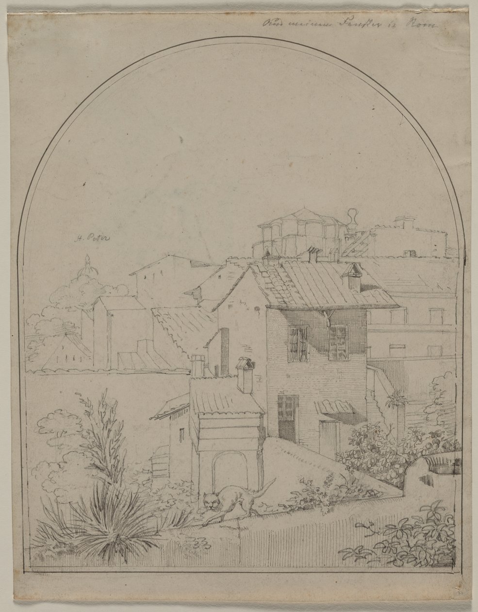 Vista de minha janela em Roma reto Soldado em uma paisagem verso, c. 1817. de Carl Wilhelm Tischbein