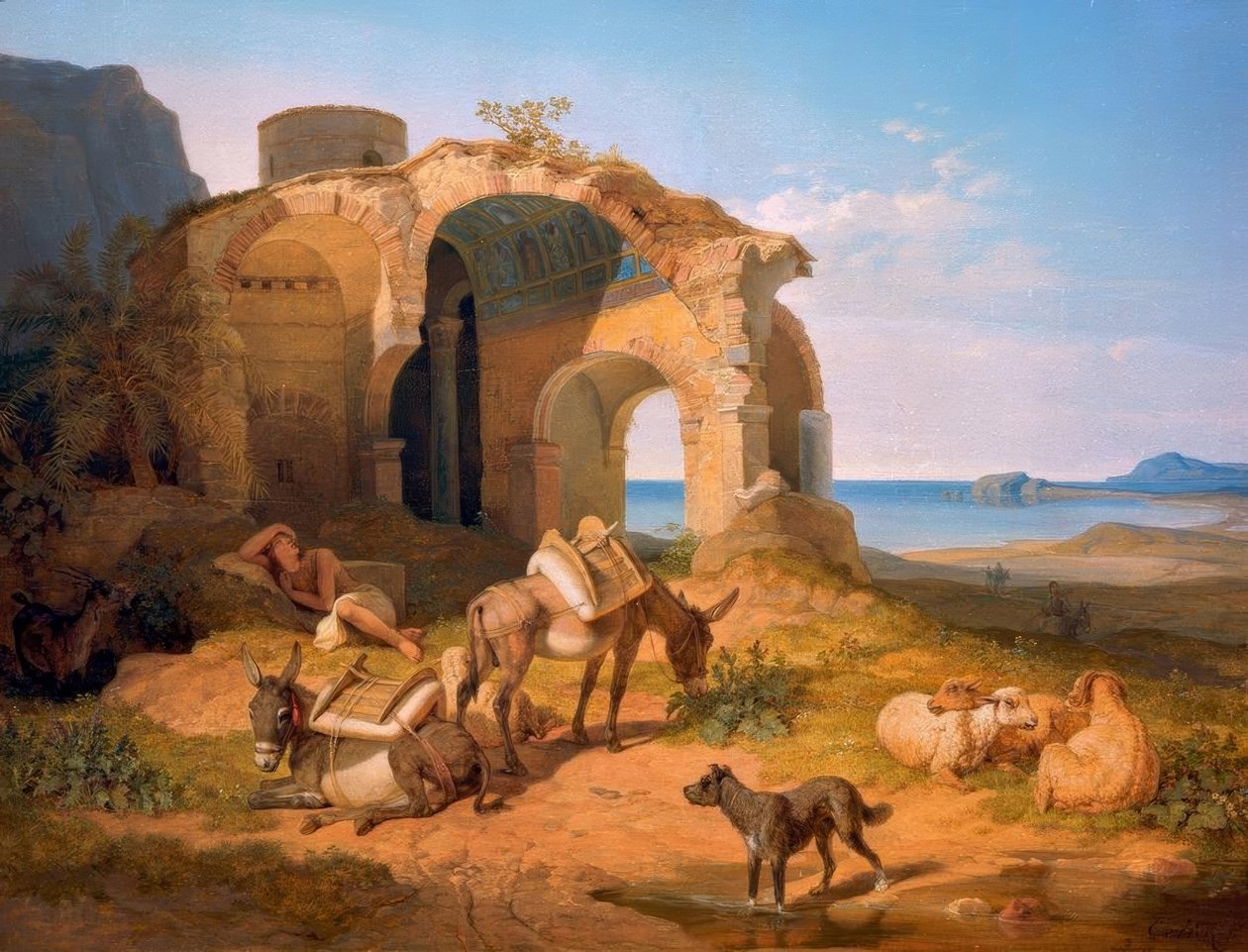 Paisagem com a ruína de uma igreja bizantina de Carl Wilhelm von Heideck