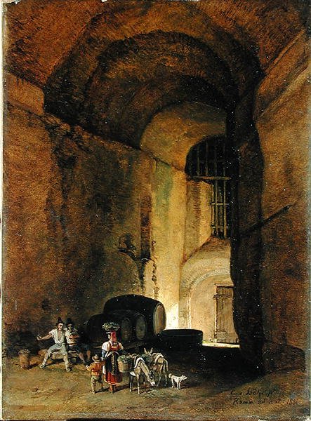 Uma Osteria, 1830 (1836) (Óleo sobre papel sobre tela) de Carl Wilhelm von Heidick