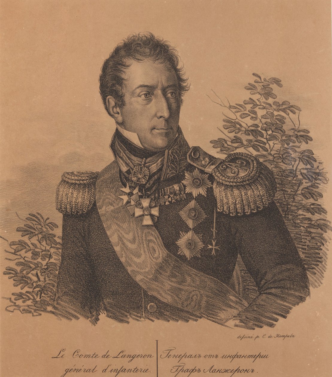 Retrato do conde Alexandre Andrault de Langeron 1763-1831, 1820. de Carl von Hampeln