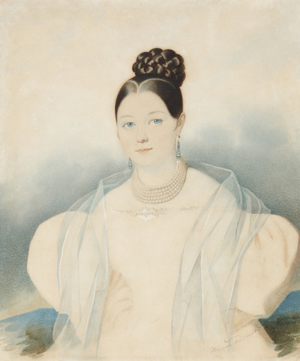 Retrato da condessa Ekaterina Alexandrovna Zubova, née Obolenskaya 1811-1843, 1830s. de Carl von Hampeln