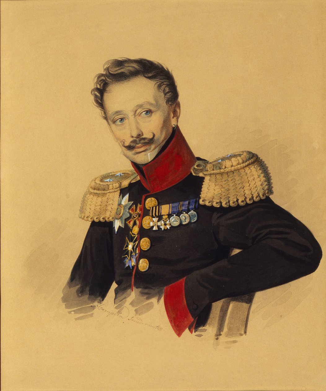Retrato do príncipe Fyodor Fyodorovich Gagarin 1786-1863, década de 1830 de Carl von Hampeln
