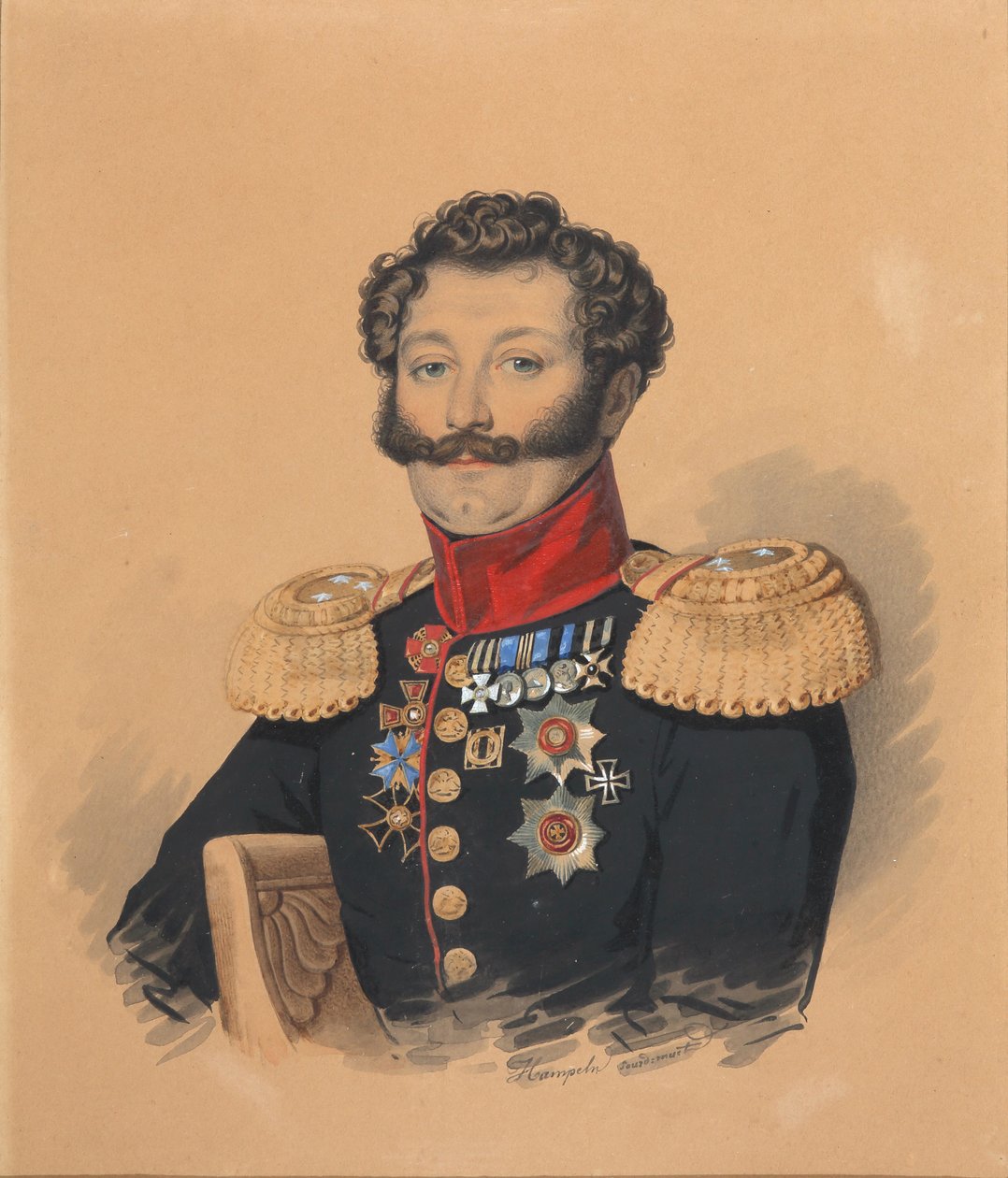 Retrato do príncipe Stepan Alexandrovich Khilkov 1785-1854, depois de 1832. de Carl von Hampeln