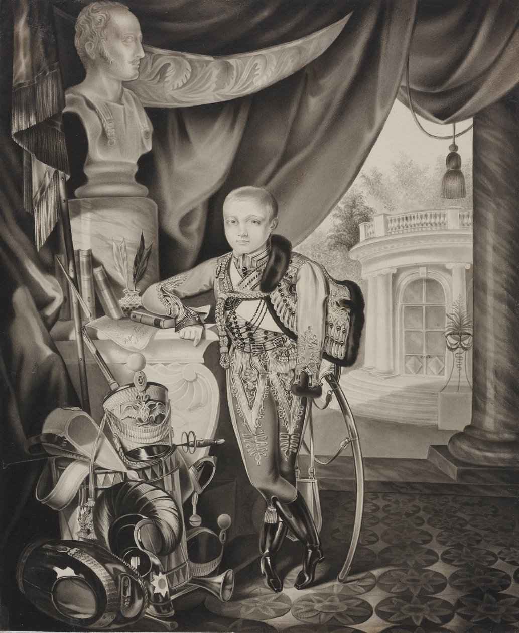 Retrato do príncipe herdeiro Alexander Nikolayevich 1818-1881, 1827. de Carl von Hampeln