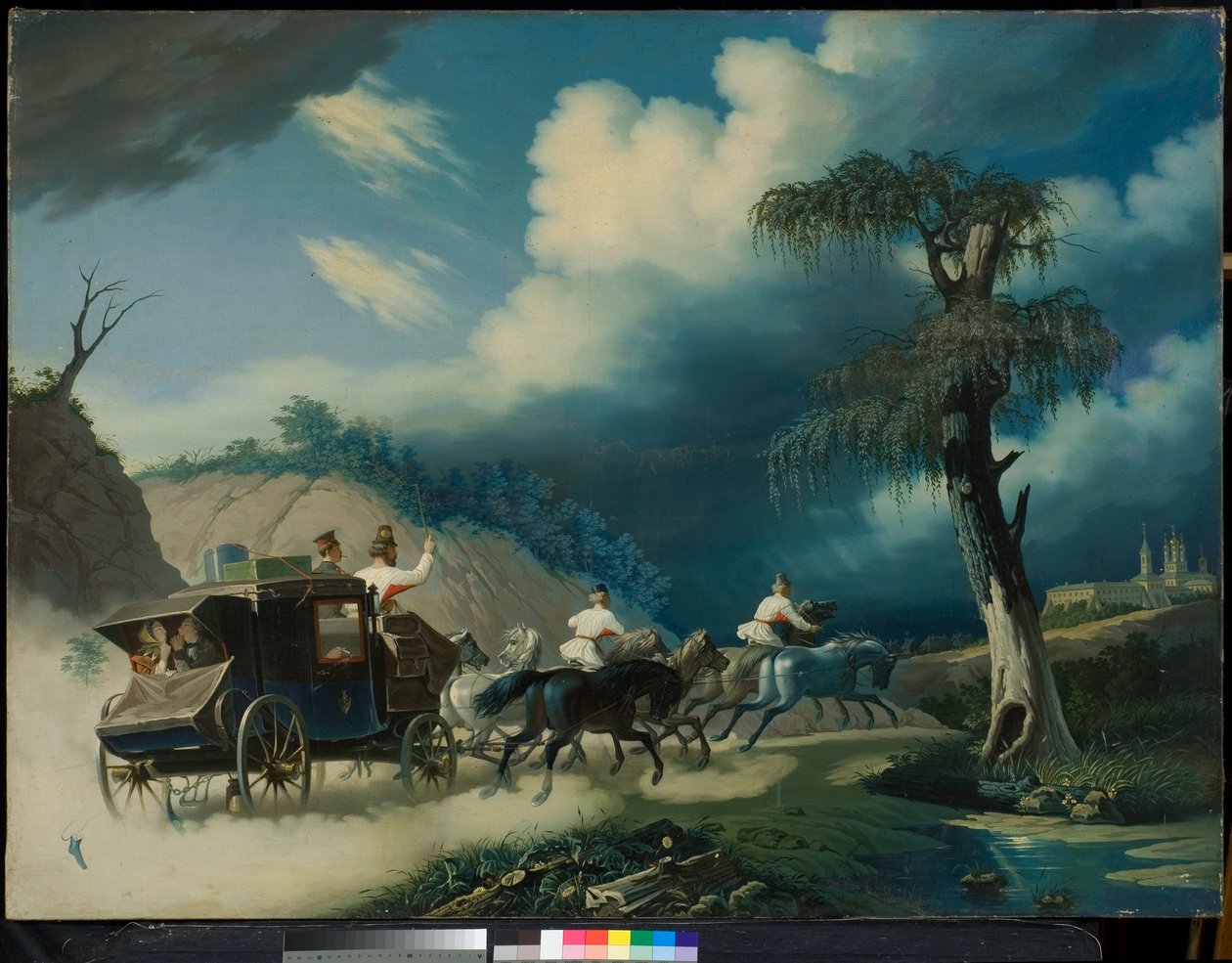Troika durante uma tempestade, década de 1830. de Carl von Hampeln