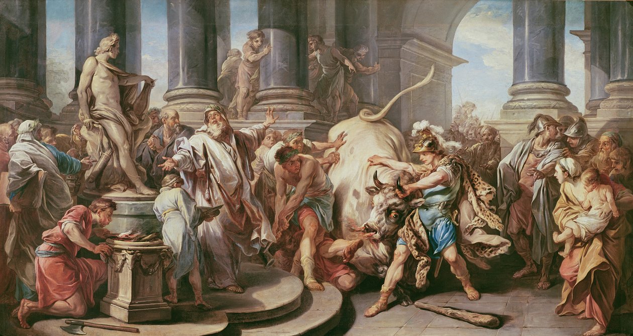 Teseu conquistando o touro na Maratona, 1732-34 de Carle van Loo