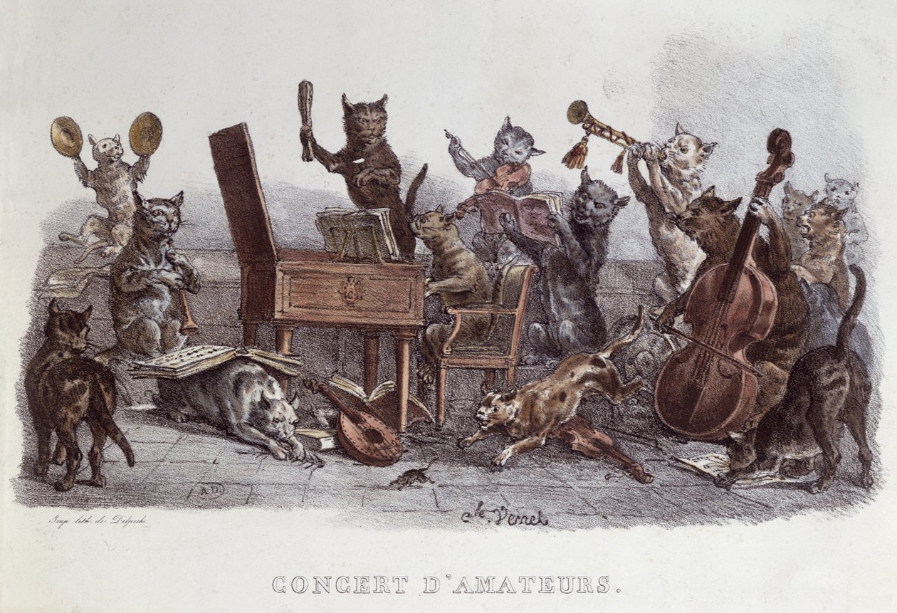 Um Concerto Amador, gravado por Francois Seraphin Delpech (1778-1825) c.1820 de Carle Vernet