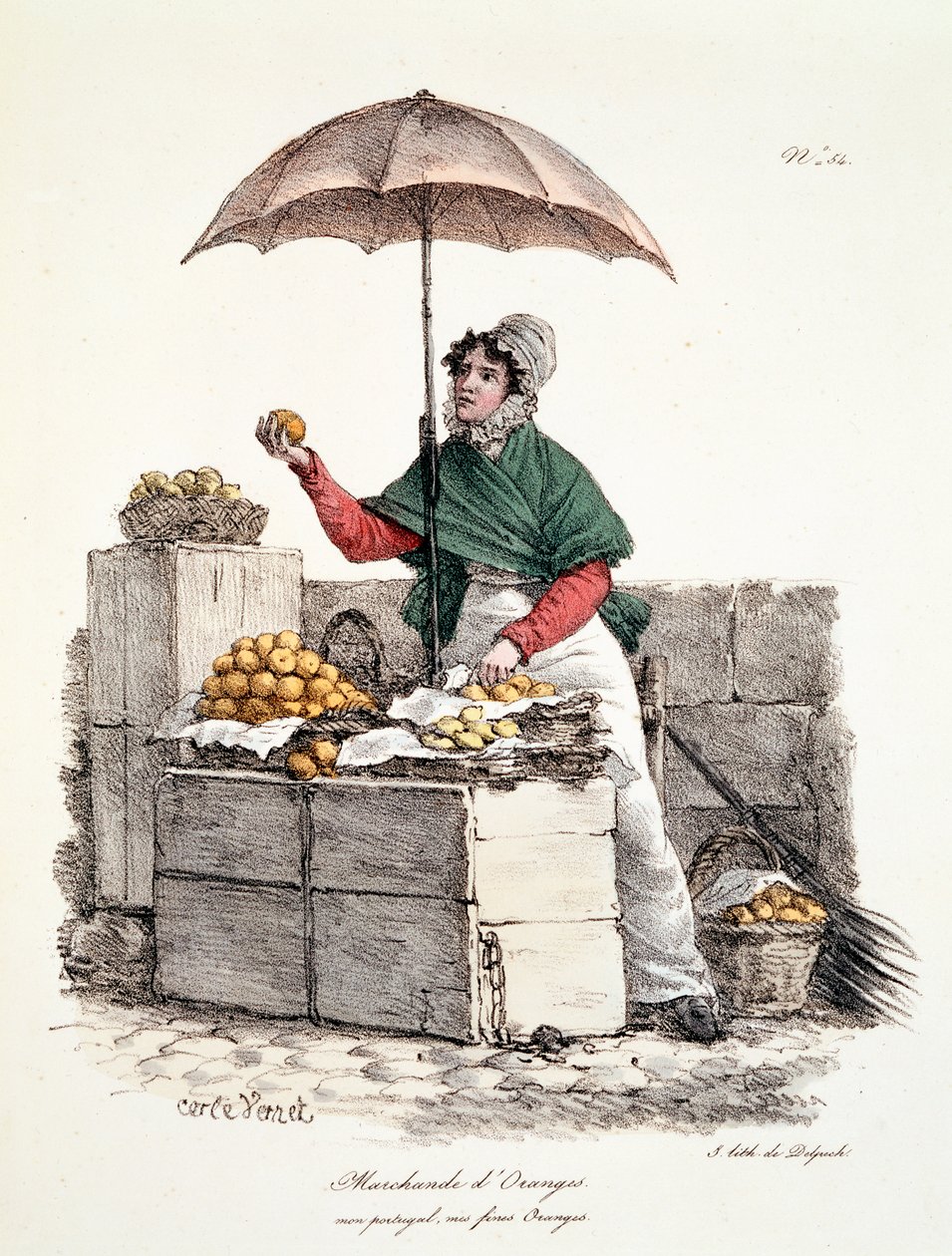 Orange Seller, impressão feita por Delpech, 1808 de Carle Vernet