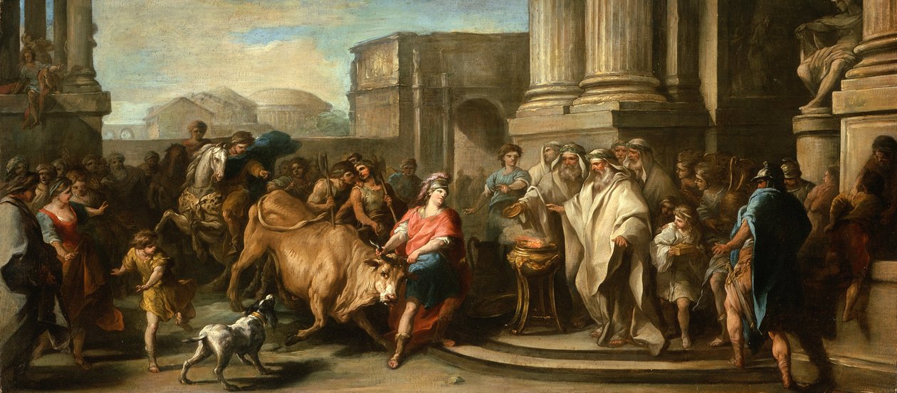 Theseus Domando o Touro da Maratona, c.1730 de Carle van Loo