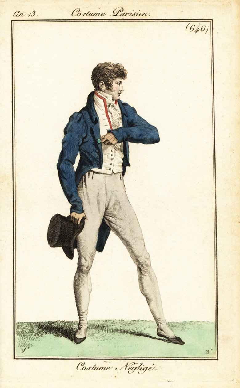 Dândi francês em roupa casual, Paris de Carle (after) Vernet