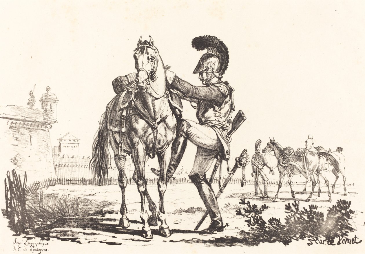 Carabinier montando um cavalo de Carle Vernet