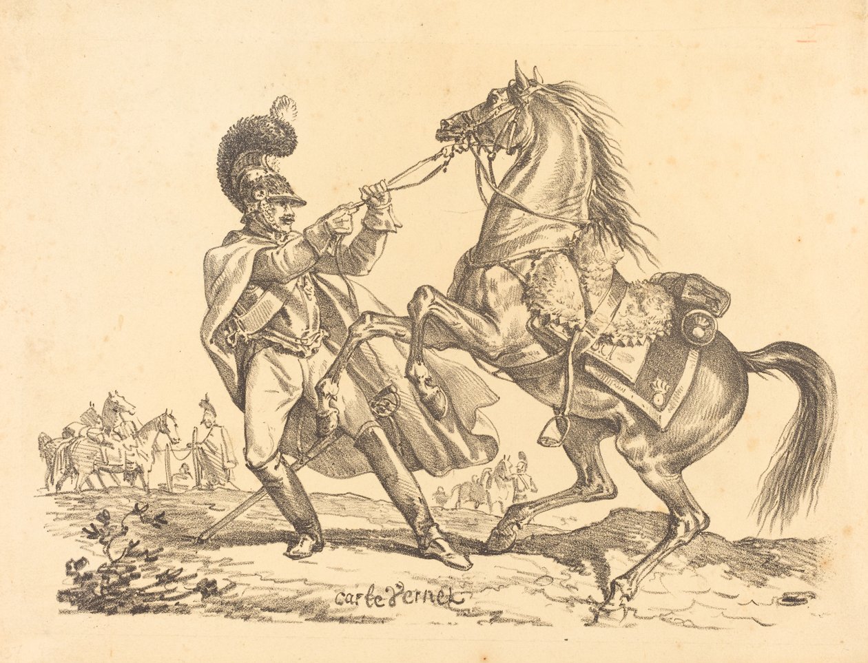 Cuirassier retenant son cheval qui se cabre de Carle Vernet