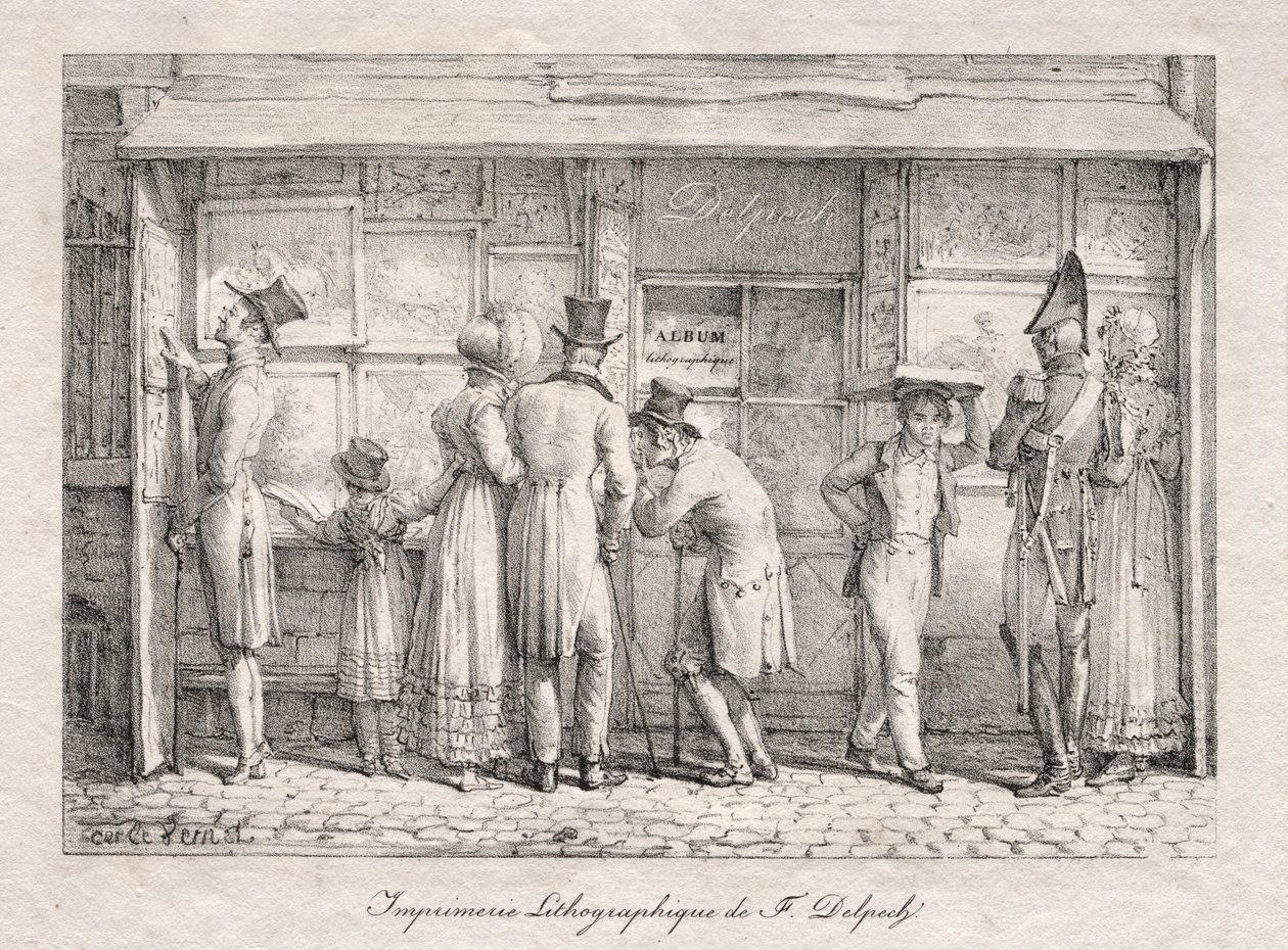 Delpech Lithographic Print Shop, c. 1818 de Carle Vernet