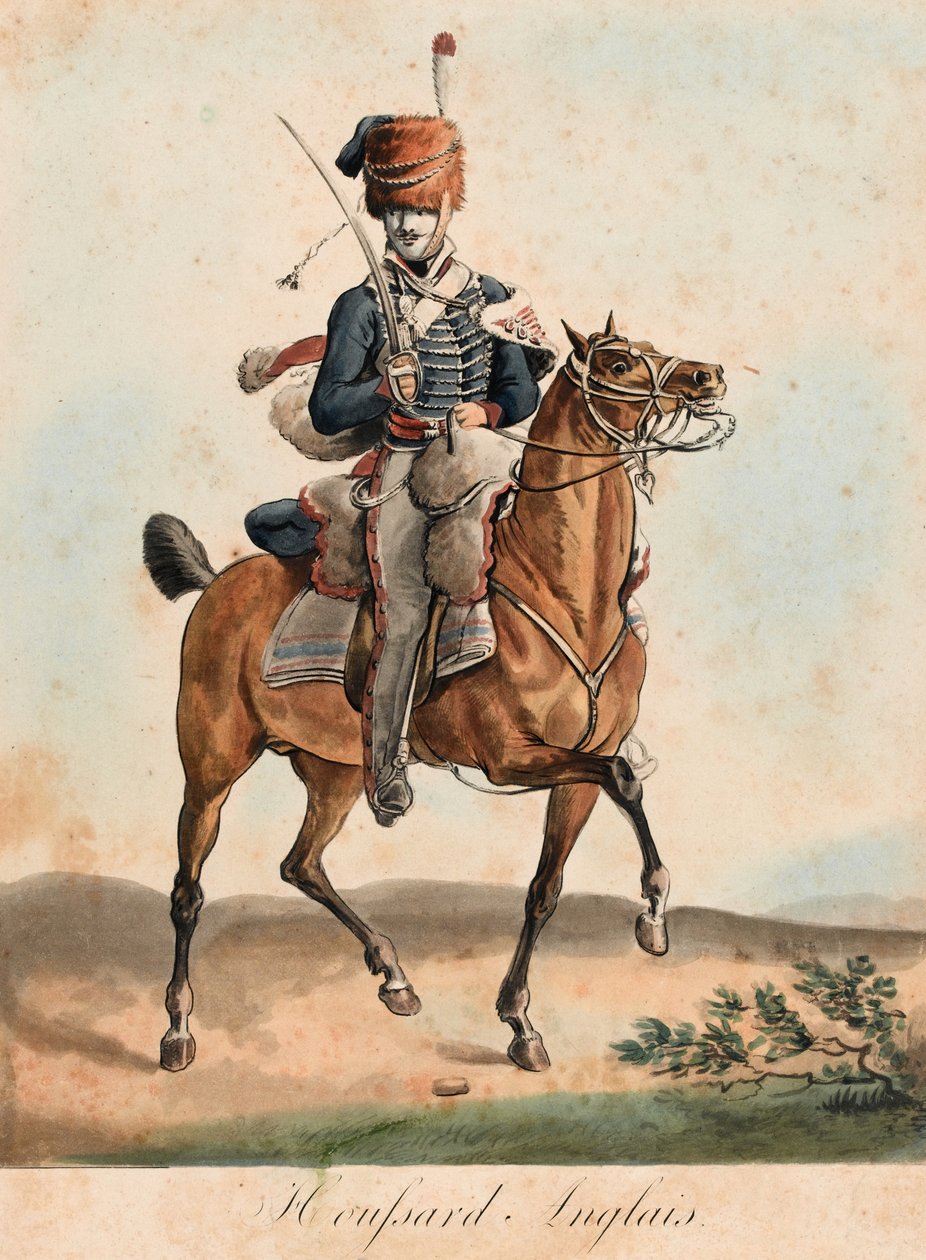 Hussar inglês, c.1815 (aquatint, colorido) de Carle Vernet
