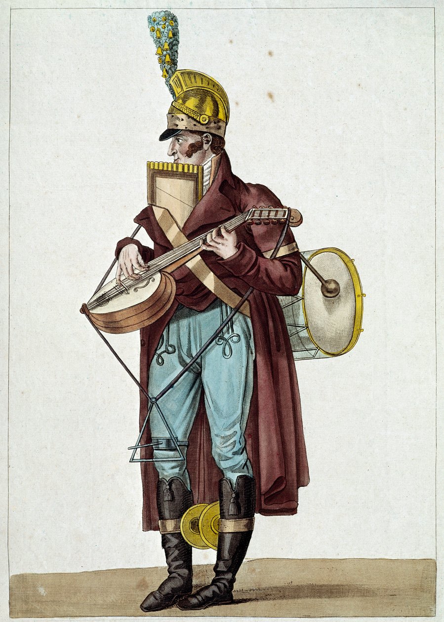 Monsieur Ut la si, orquestra de teatros burgueses (músico de rua) (Ilustração de Carle Vernet