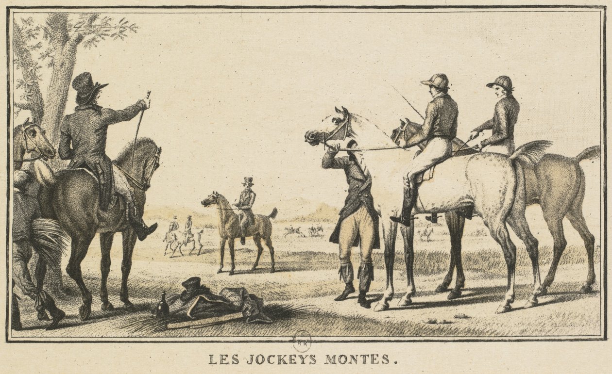 Cenas de corrida: O jóquei Montando o cavalo Cenas eqüinas: O jóquei de equitação. de Carle Vernet