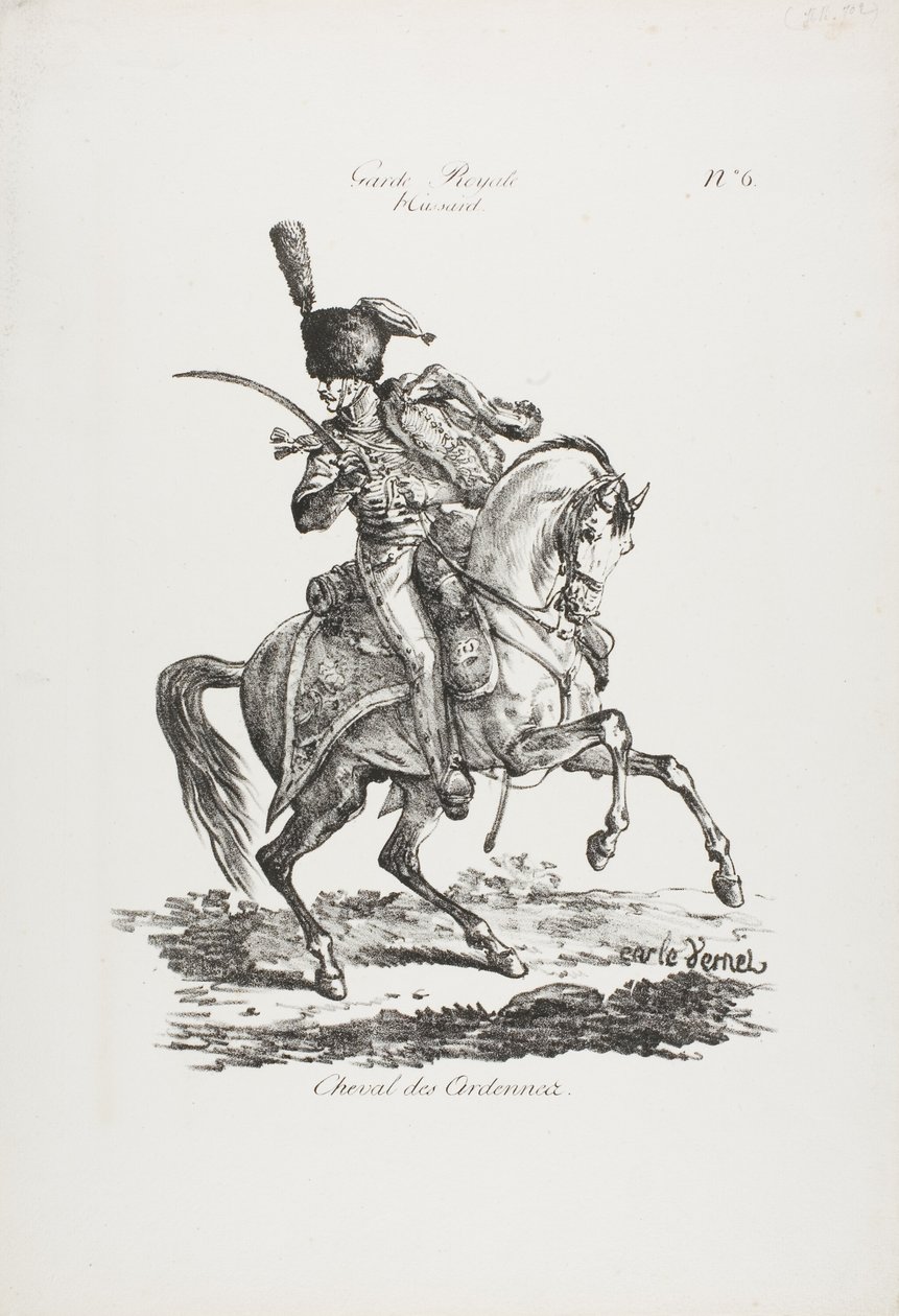 Guarda Real, Hussardo Montado e Cavalo Nº 6 de Carle Vernet