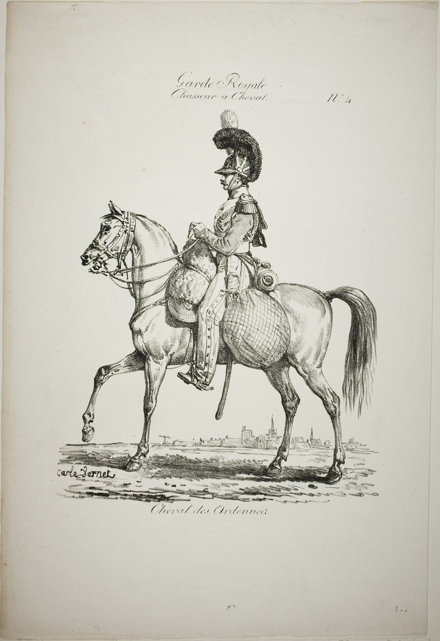 Guarda Real, Infantaria Ligeira Montada Normanda e Cavalo, No. 4 de Carle Vernet