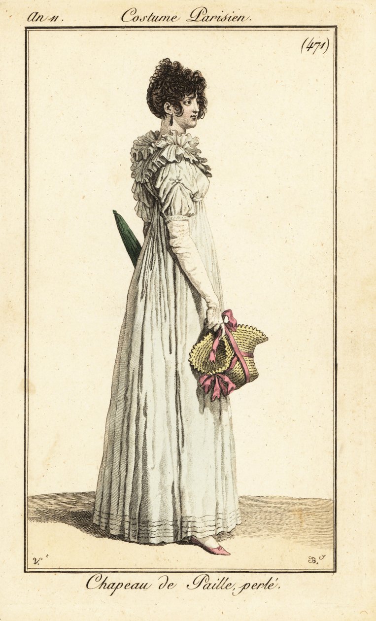 Mulher com um chapéu de palha com contas, Paris de Carle Vernet
