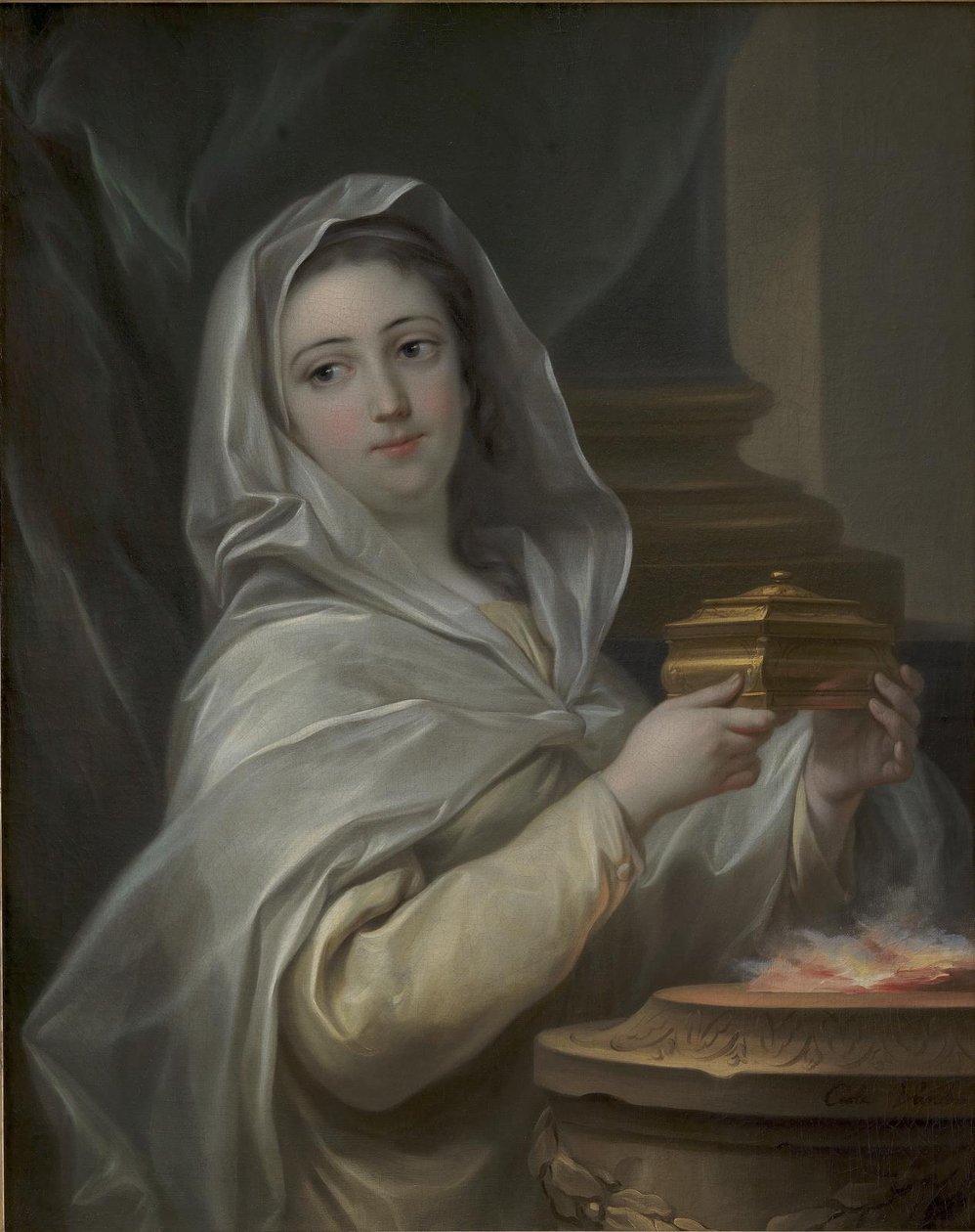 Uma Vestal. Mulher retratada como uma Vestal? de Carle van Loo