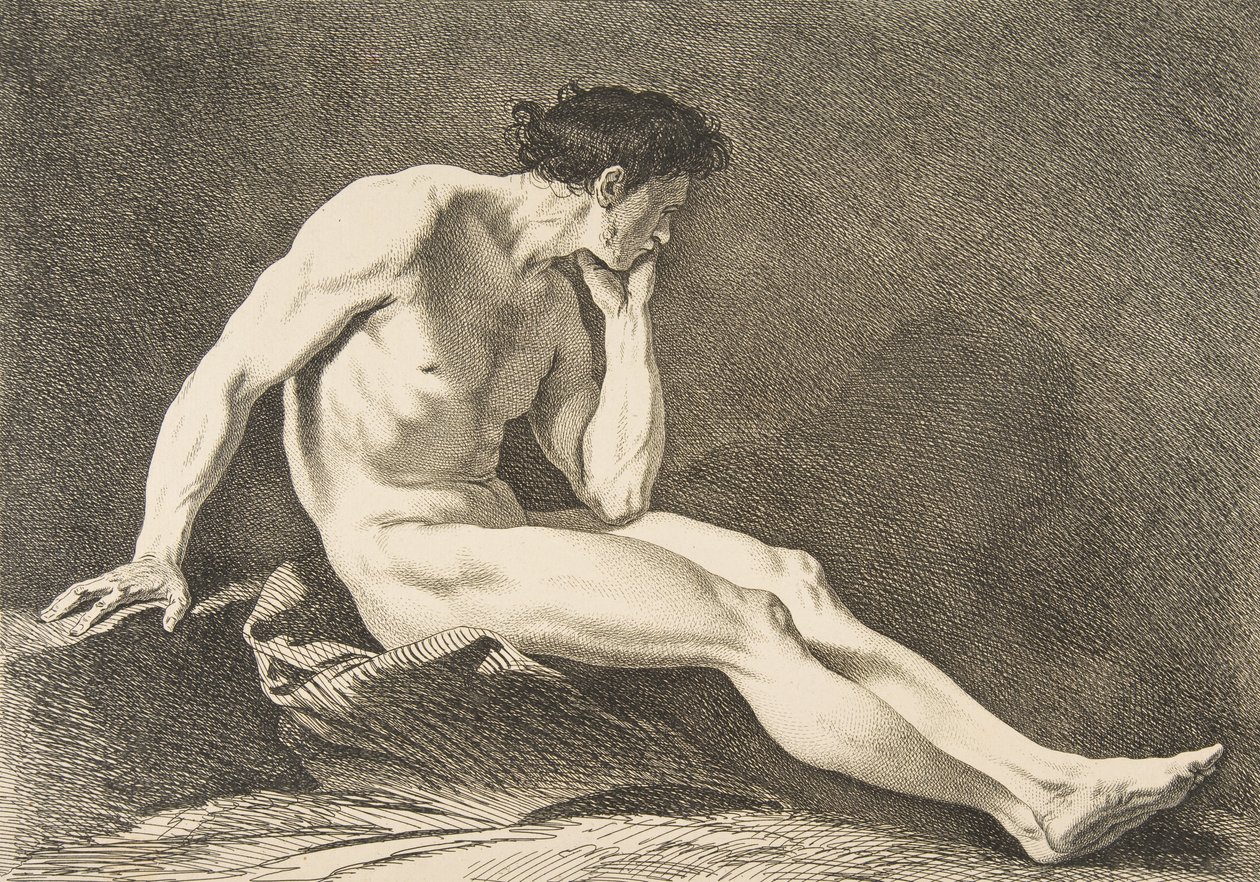 Uma Academia: Homem Sentado, 1742-43. de Carle van Loo