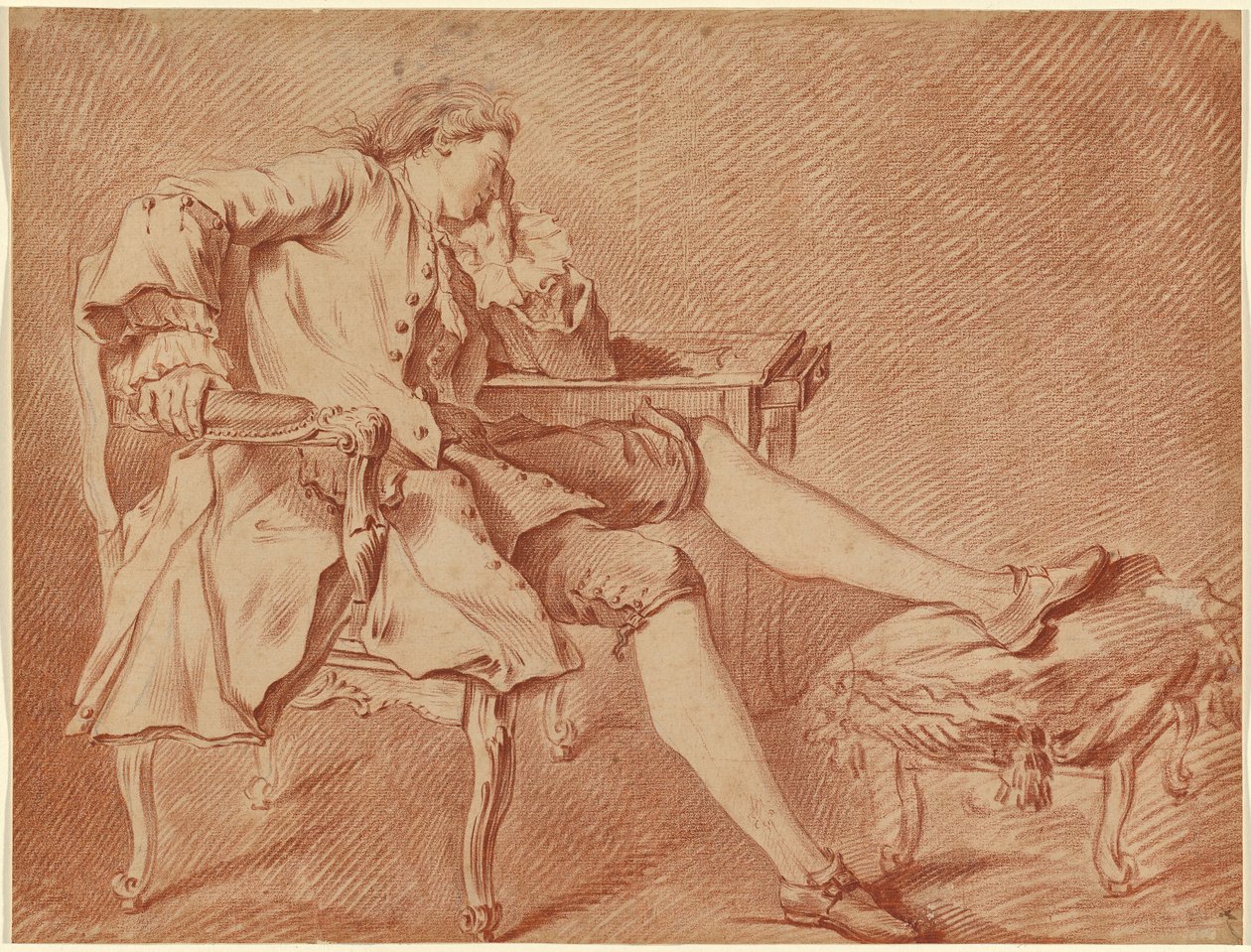 Cavalheiro descansando em uma cadeira de Carle van Loo