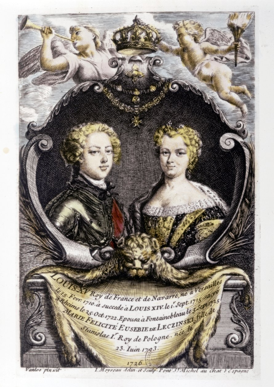 LOUIS XV e LECSINSKA Marie: Louis XV (15 anos) e Marie Lecsinska (22 anos)... de Carle van Loo