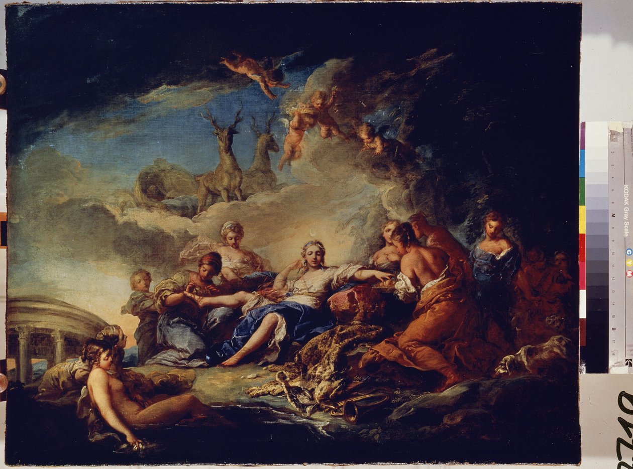 O descanso de Diana na caça. Pintura de Carle Van Loo (1705-1765). Óleo sobre tela, 65 x 80,5 cm de Carle van Loo