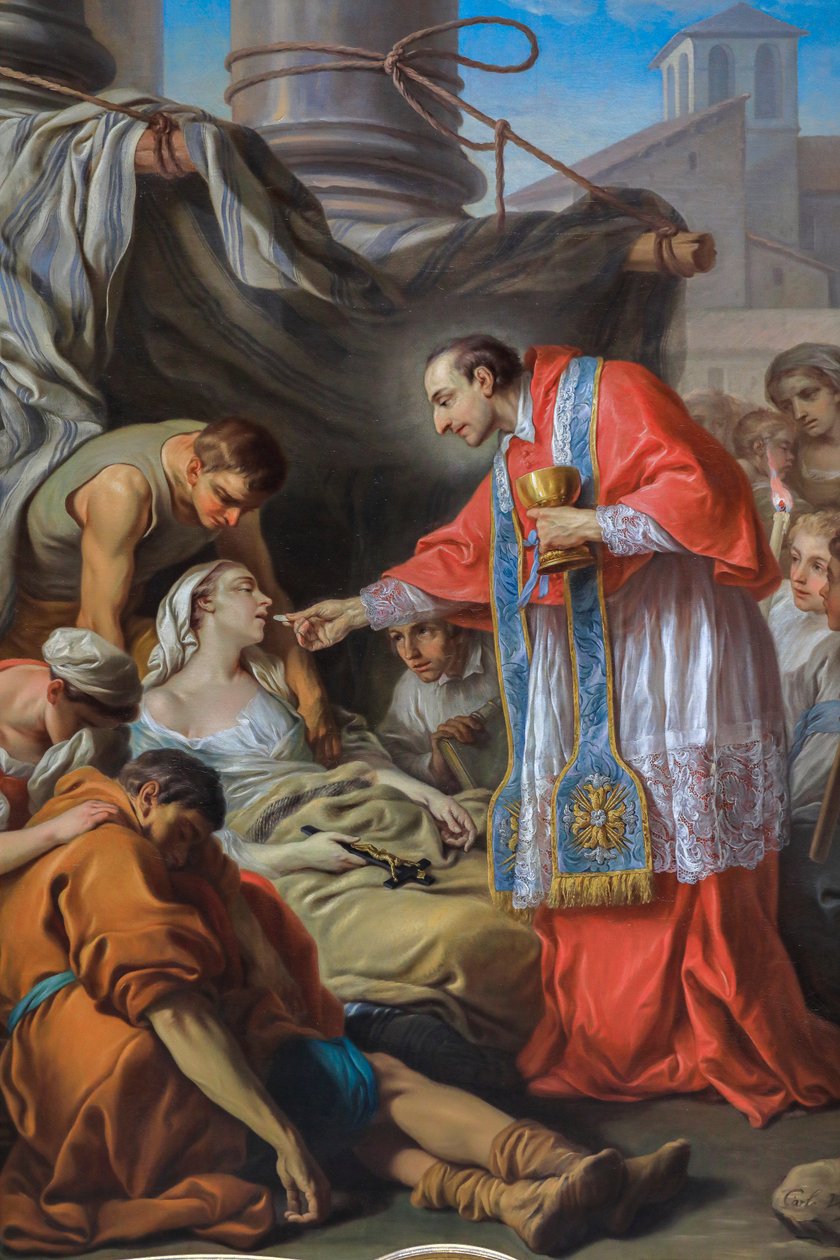 São Carlos Borromeu dá a comunhão aos doentes de peste de Carle van Loo