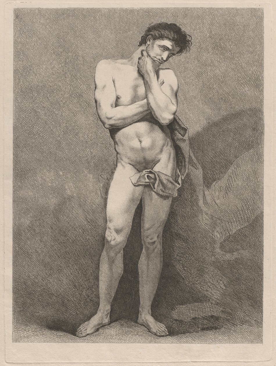 Homem de pé em pose pensativa de Carle van Loo
