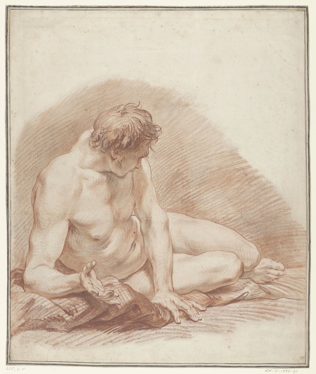 Estudo de um homem nu deitado de Carle van Loo