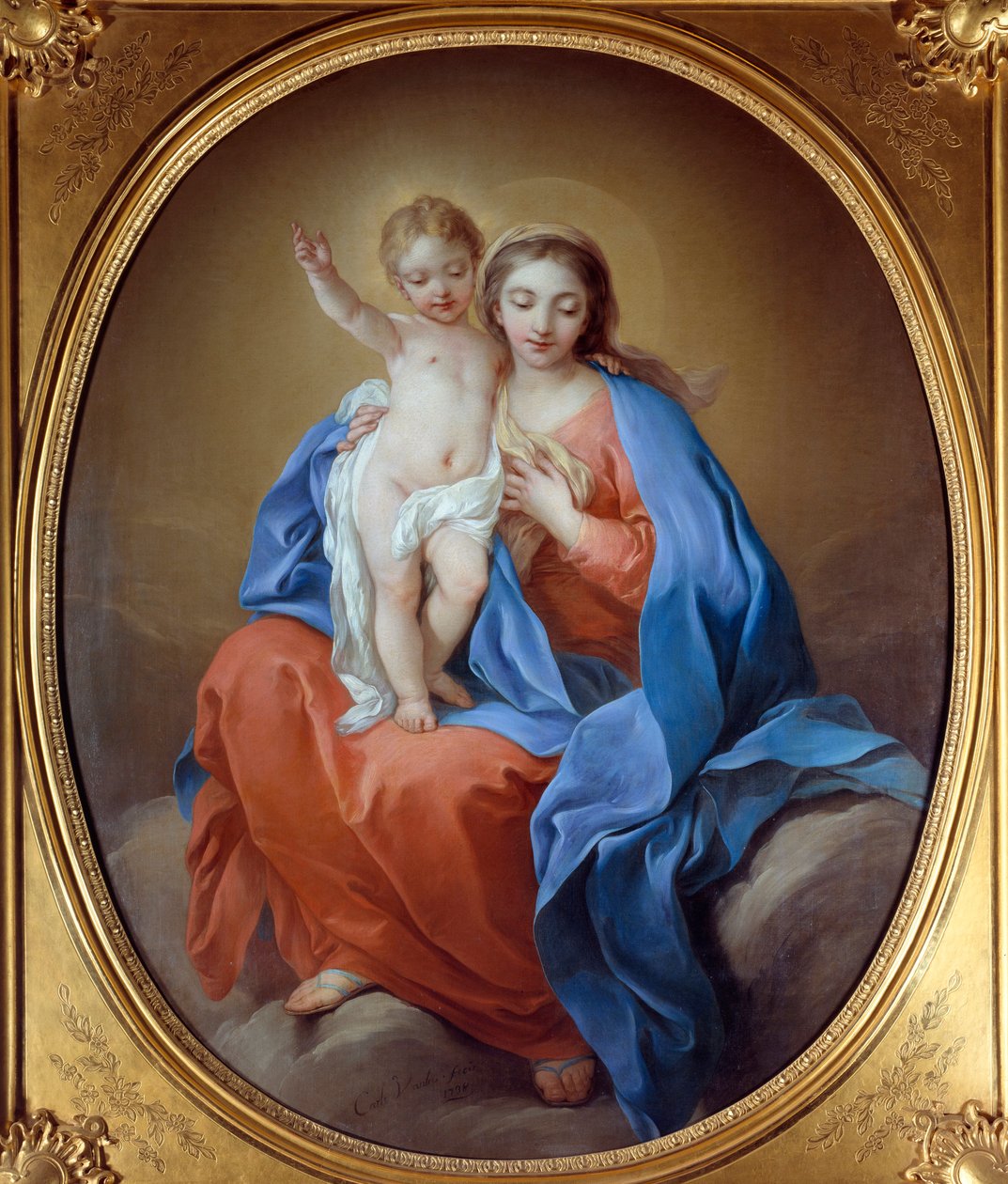 A Virgem e o Menino Jesus. Óleo sobre tela. Pintura por Carle Van Loo (1705 - 1765) de Carle van Loo