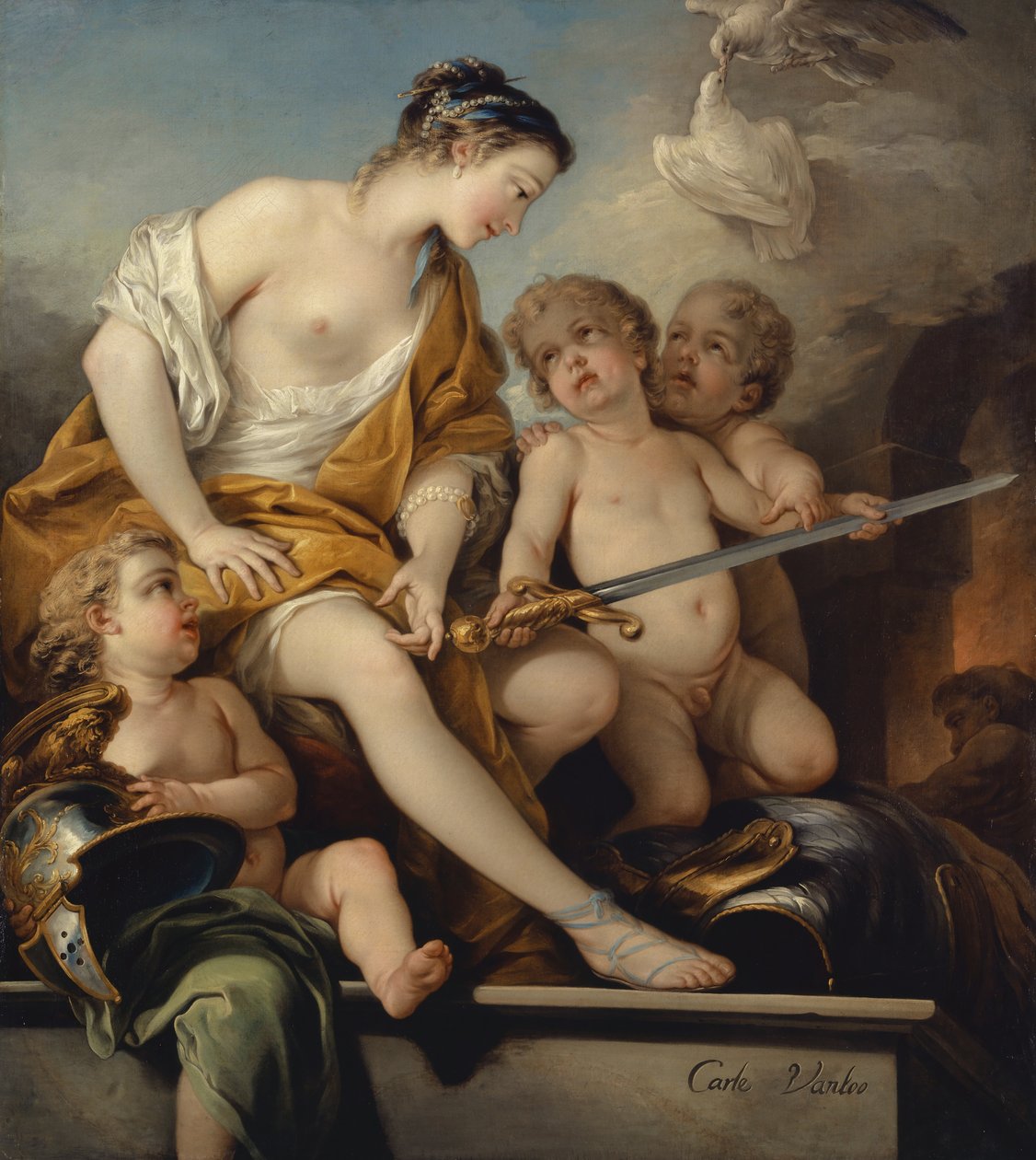 Vênus e Cupidos com os Braços de Marte, c.1743 de Carle van Loo