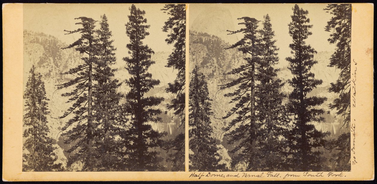 Half Dome e Vernal Fall, de South Fork de Carleton E. Watkins