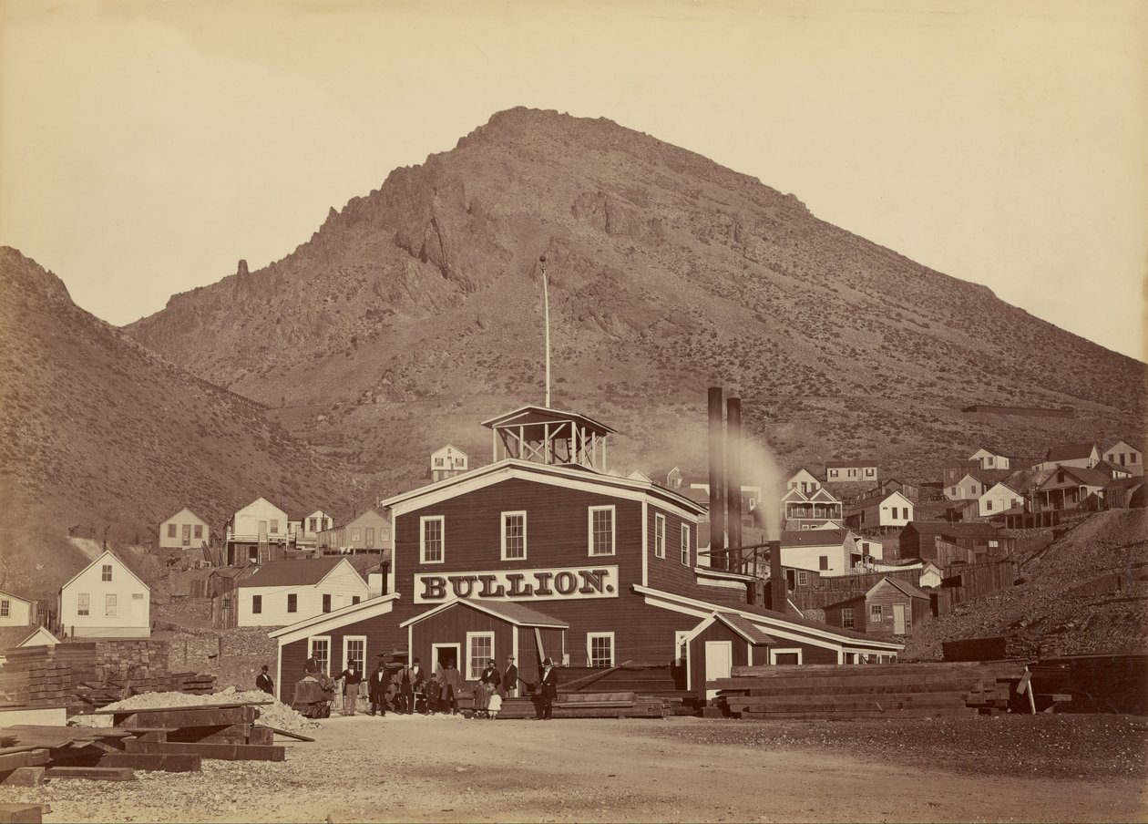 A mina de ouro, cidade de Virgínia, Nevada de Carleton E. Watkins