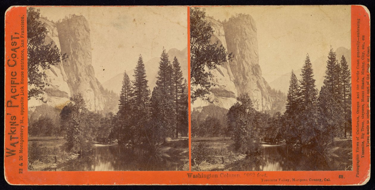 Coluna de Washington, 2082 pés, vale de Yosemite, condado de Mariposa, cal. de Carleton E. Watkins
